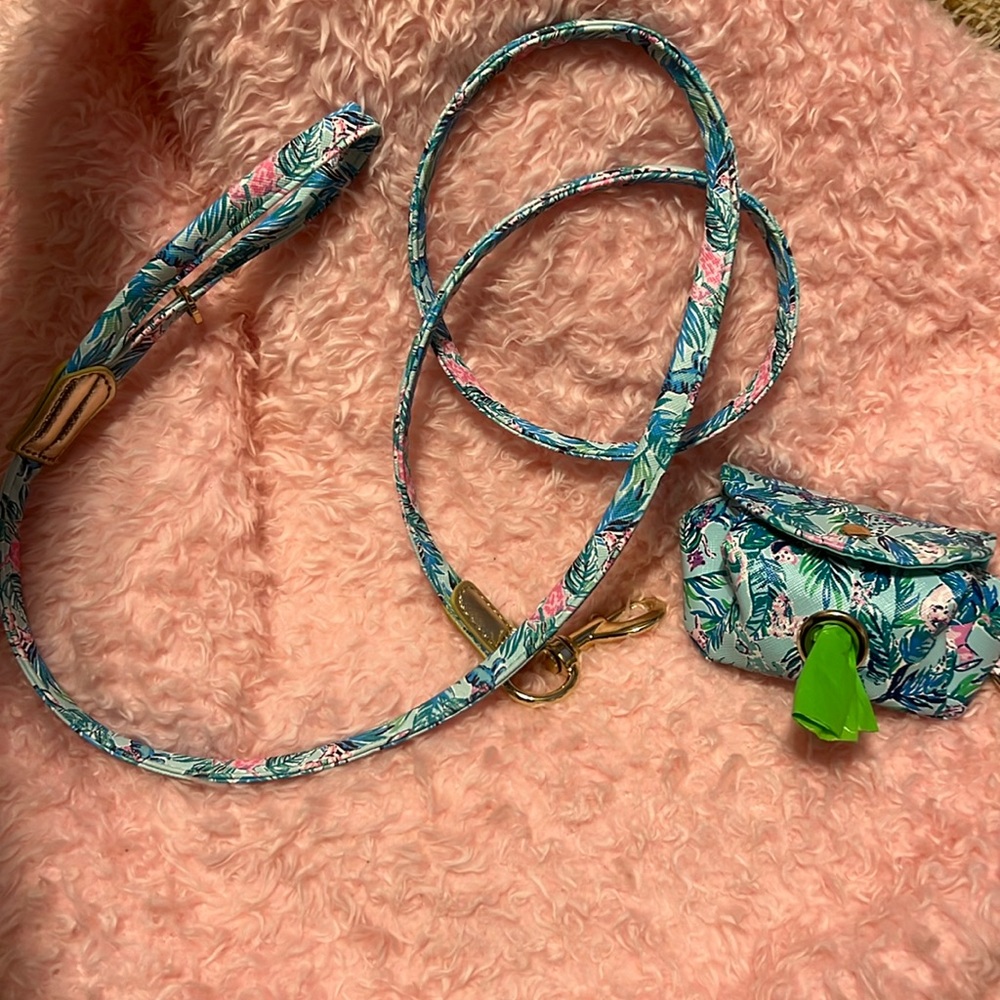 Lilly Pulitzer dog leash and Pooh bag